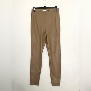 H&M Faux Leather High-Rise Leggings Tan Skinny Women's Size 8